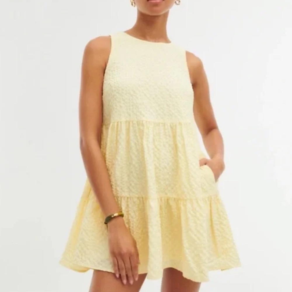Abercrombie & Fitch Yellow Textured Dress
